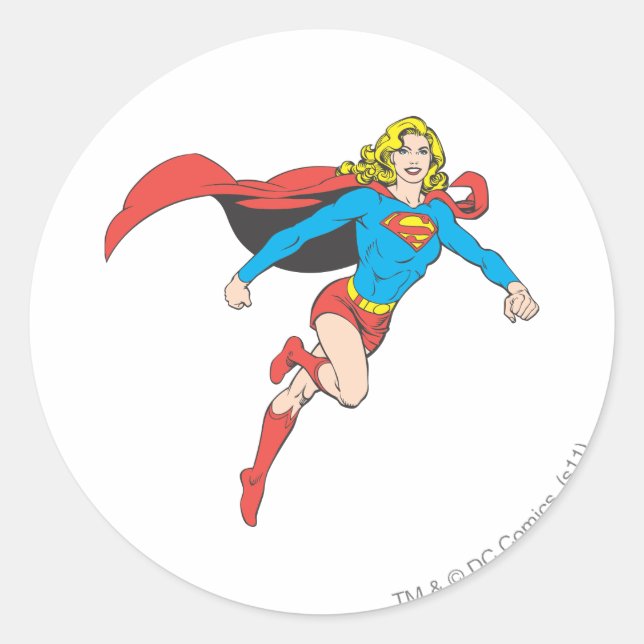 Pegatina Redonda Supergirl Pose 1 (Anverso)