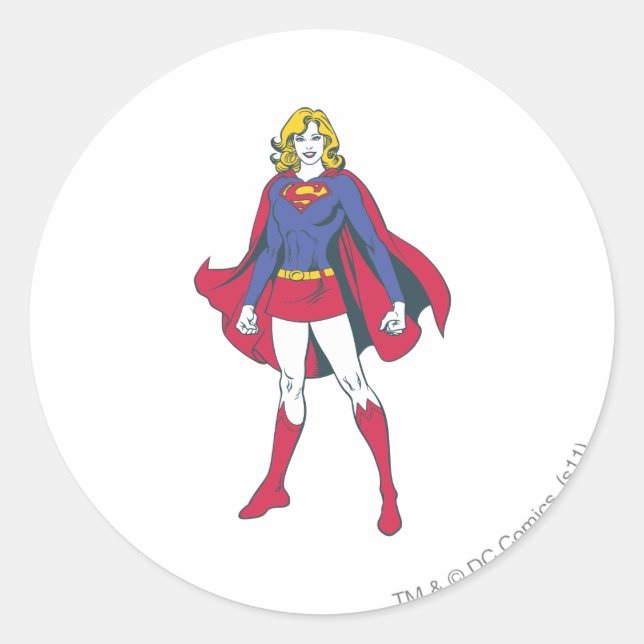 Pegatina Redonda Supergirl Pose 2 (Anverso)