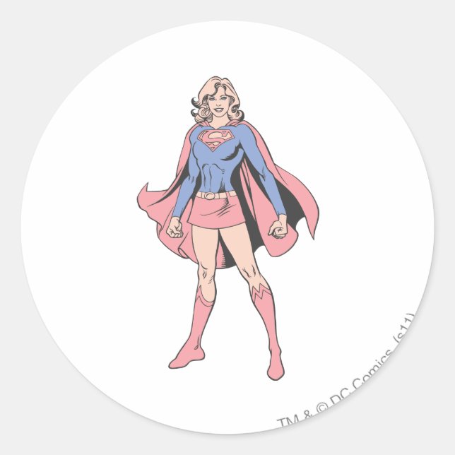 Pegatina Redonda Supergirl Pose 3 (Anverso)