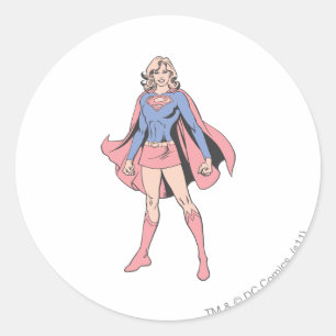 Pegatina Redonda Supergirl Pose 3