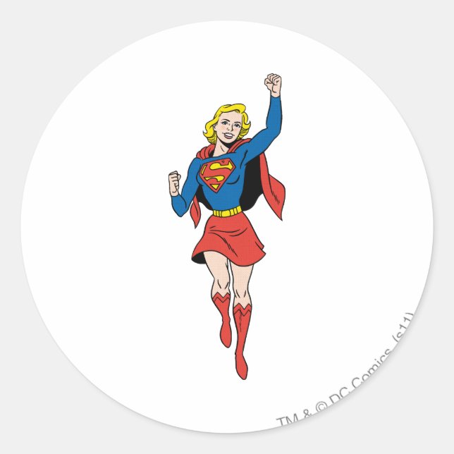 Pegatina Redonda Supergirl Pose 4 (Anverso)
