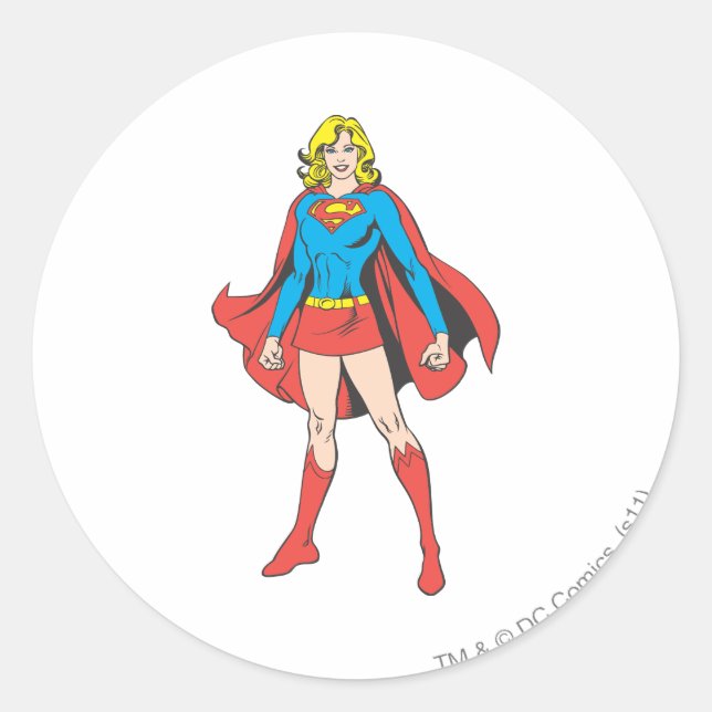 Pegatina Redonda Supergirl Pose 5 (Anverso)