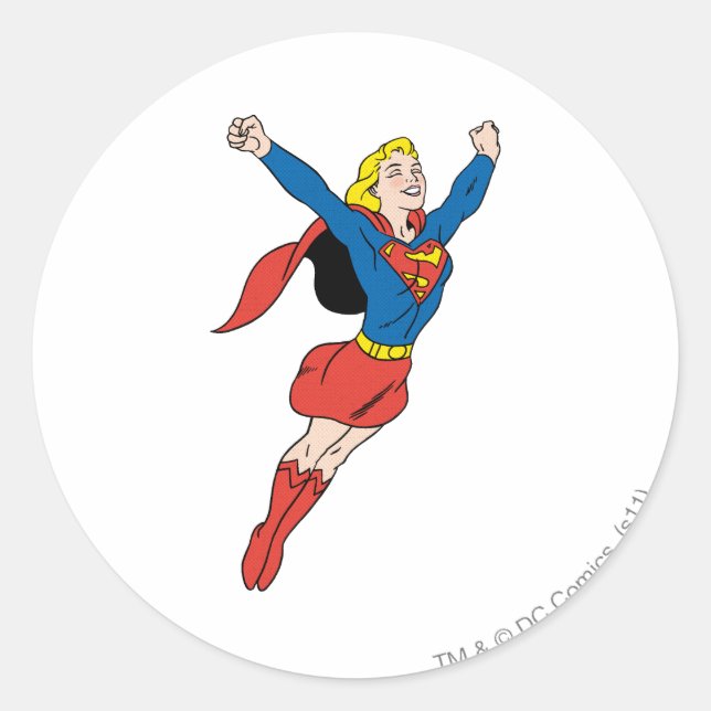 Pegatina Redonda Supergirl Pose 6 (Anverso)