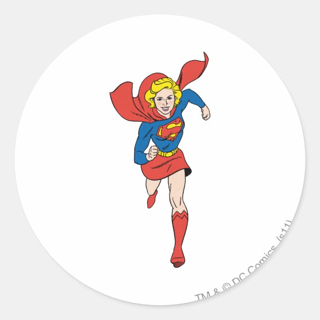 Pegatina Redonda Supergirl Pose 8 (Anverso)