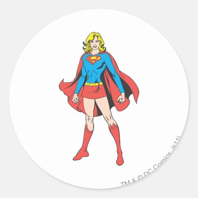 Pegatina Redonda Supergirl Poses (Anverso)