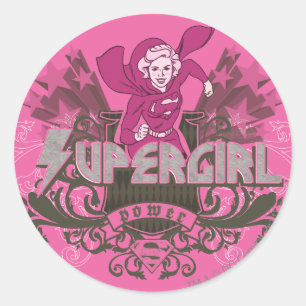 Pegatina Redonda Supergirl Power 2