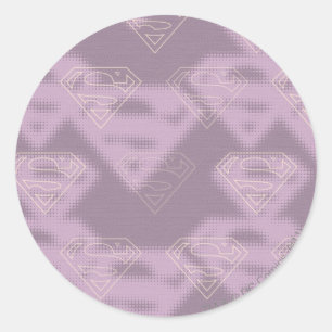 Pegatina Redonda Supergirl Purple Halftone Logo