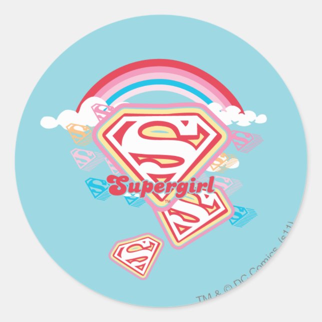Pegatina Redonda Supergirl Rainbow (Anverso)