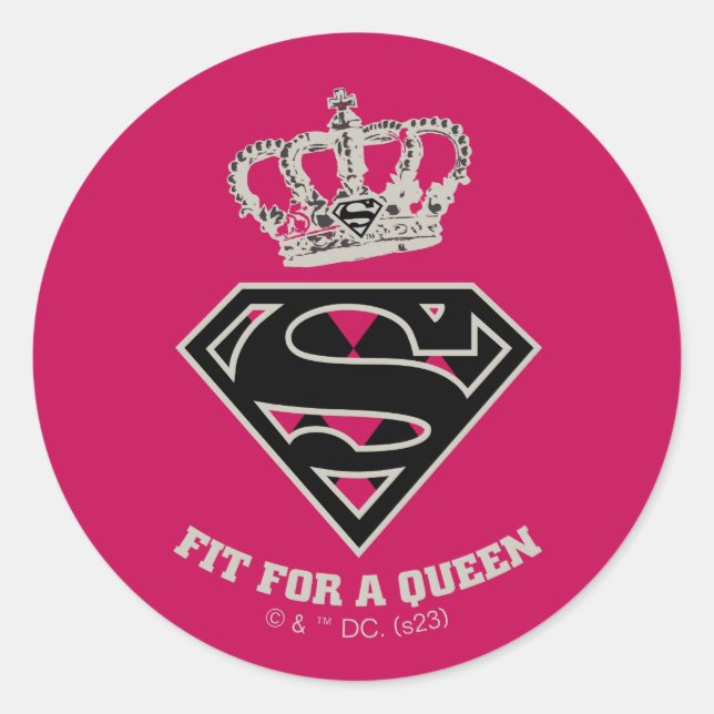 Pegatina Redonda Supergirl S-Shield "Fit For A Queen" (Anverso)
