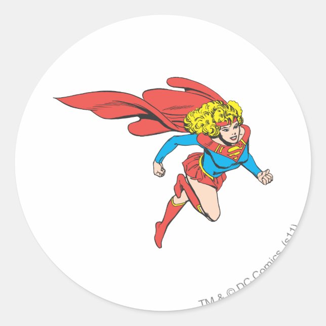 Pegatina Redonda Supergirl Salta a la derecha (Anverso)