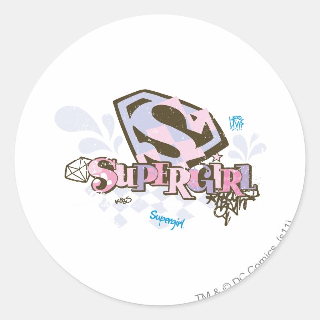 Pegatina Redonda Supergirl So Fabulous 1 (Anverso)