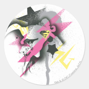 Pegatina Redonda Supergirl Spray Paint