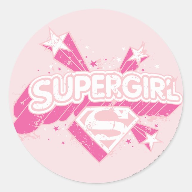 Pegatina Redonda Supergirl Stars and Logo (Anverso)