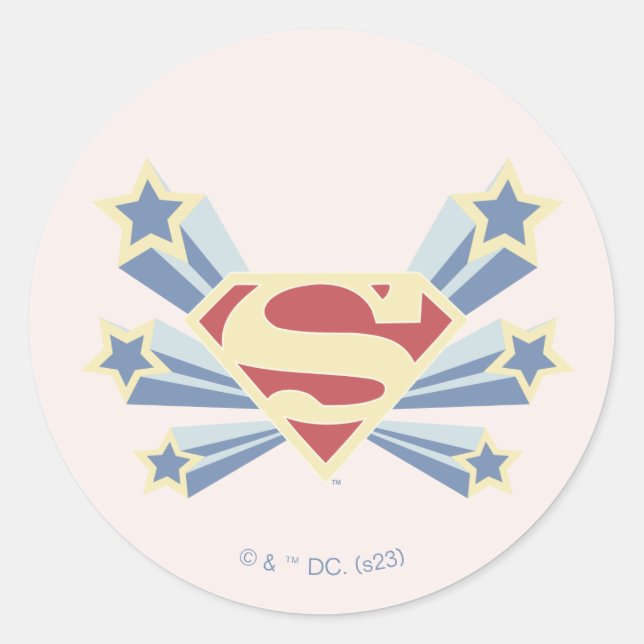 Pegatina Redonda Supergirl Stars S-Shield (Anverso)