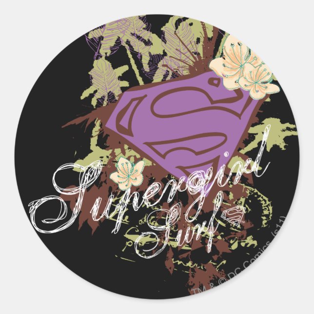 Pegatina Redonda Supergirl Surf Logo (Anverso)