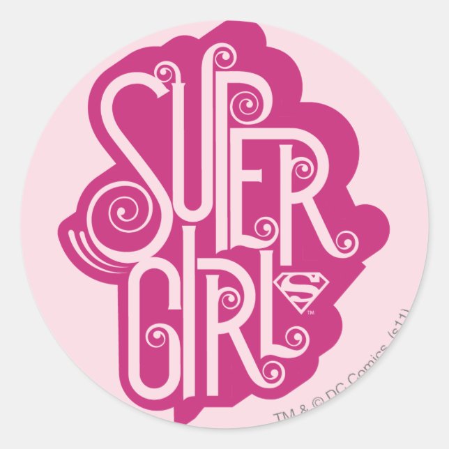 Pegatina Redonda Supergirl Swirl 1 (Anverso)