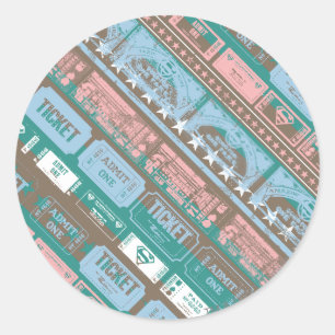 Pegatina Redonda Supergirl Ticket Pattern Blue