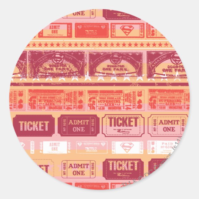 Pegatina Redonda Supergirl Ticket Pattern Orange (Anverso)