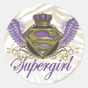 Pegatina Redonda Supergirl Zebra Print