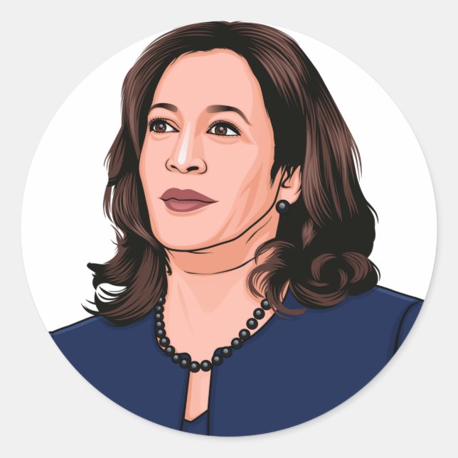 PEGATINA REDONDA SUPERHERO KAMALA HARRIS (Anverso)