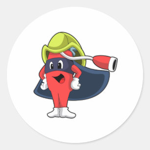 Pegatina Redonda Superhéroe como bombero