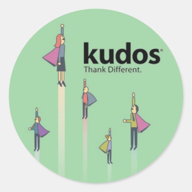Pegatina Redonda Superhéroe de Kudos® (Anverso)