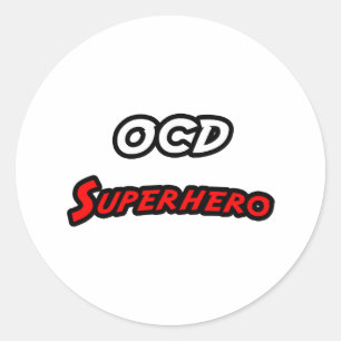 Pegatina Redonda Superhéroe OCD