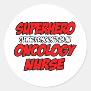 Pegatina Redonda Superheroína... Enfermera oncológica