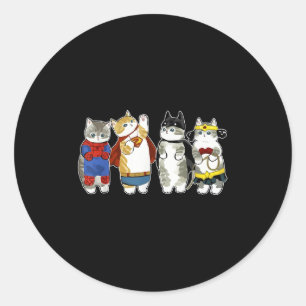Pegatina Redonda Superheroína gatos gatitos gatos gatitos amante de
