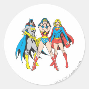 Pegatina Redonda Superheroína Pose