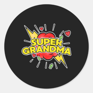 Pegatina Redonda Superheroína superabuela - Día de la abuela