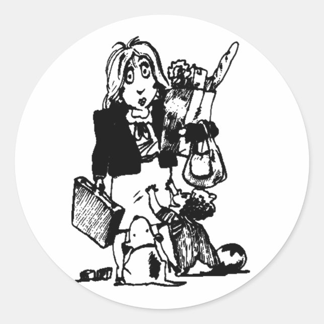 Pegatina Redonda Supermamá: Una mamá que lo hace todo (Anverso)