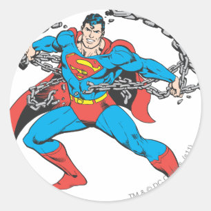 Pegatina Redonda Superman Breaks Chains 2