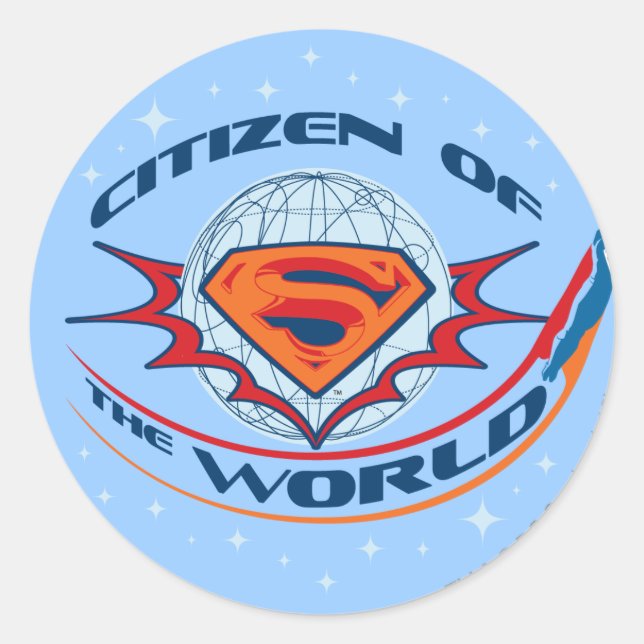 Pegatina Redonda Superman Citizen of the World (Anverso)