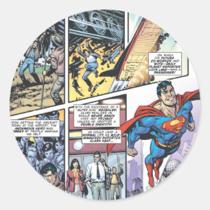 Pegatina Redonda Superman Comic Panel - Los orígenes de Clark 2