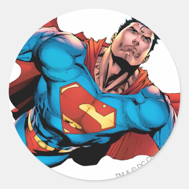 Pegatina Redonda Superman Comic Style (Anverso)