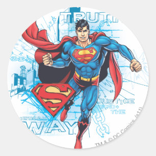Pegatina Redonda Superman con logotipo