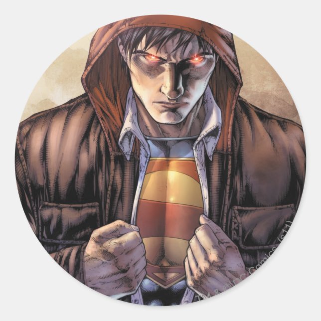 Pegatina Redonda Superman Earth Cover - Color (Anverso)