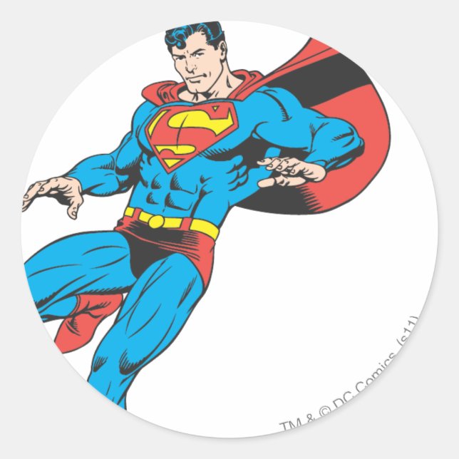 Pegatina Redonda Superman Lands Lightly 2 (Anverso)