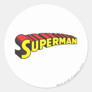 Pegatina Redonda Superman   Logo de las letras rojas amarillas