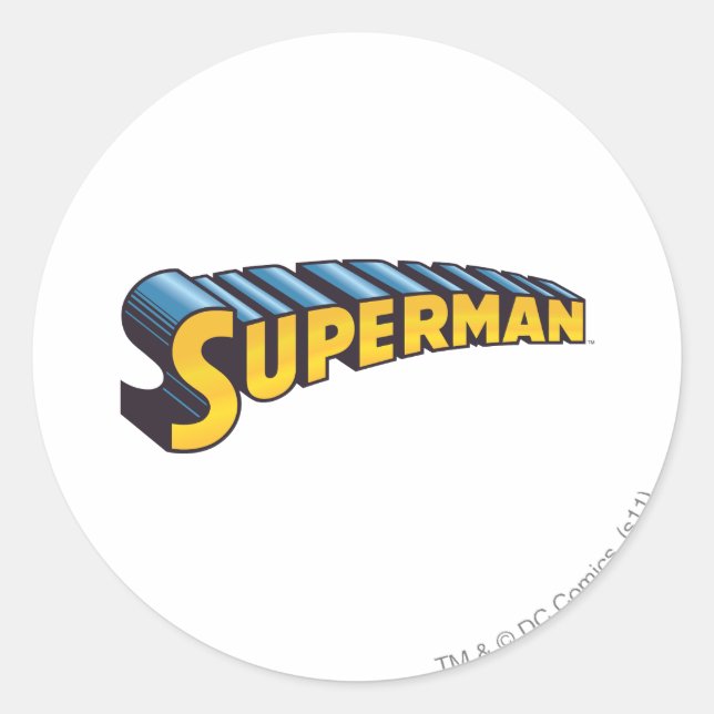 Pegatina Redonda Superman | Logotipo de nombre clásico (Anverso)