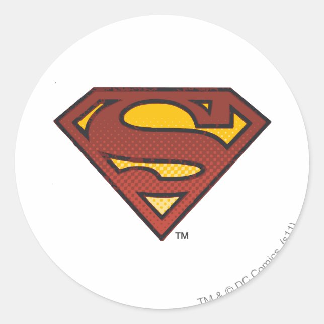 Pegatina Redonda Superman S-Shield | Faded Dots Logo (Anverso)