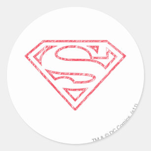 Pegatina Redonda Superman S-Shield   Logo de esquema rojo