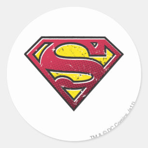 Pegatina Redonda Superman S-Shield   Logo de Scratches