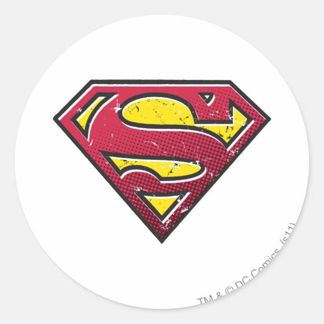 Pegatina Redonda Superman S-Shield | Logo de Scratches (Anverso)