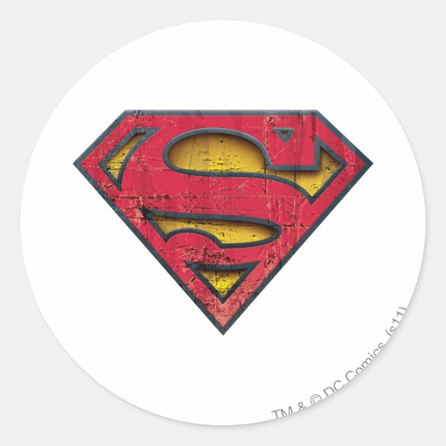 Pegatina Redonda Superman S-Shield | Logotipo con problemas (Anverso)