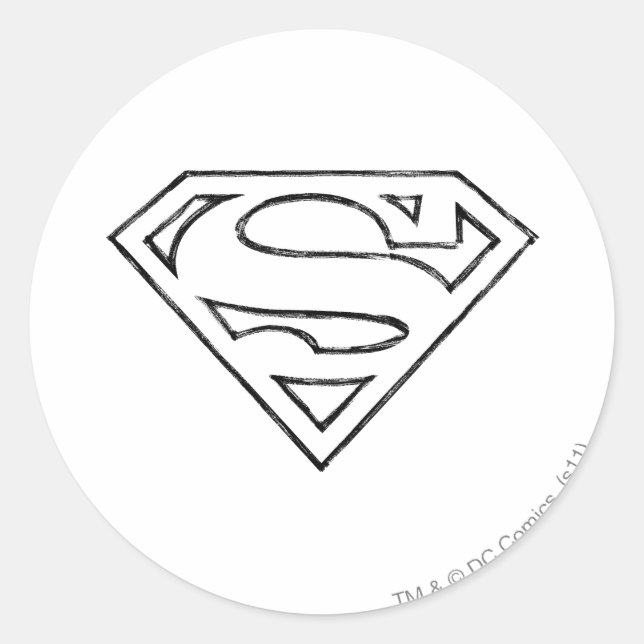 Pegatina Redonda Superman S-Shield | Logotipo de esquema negro simp (Anverso)