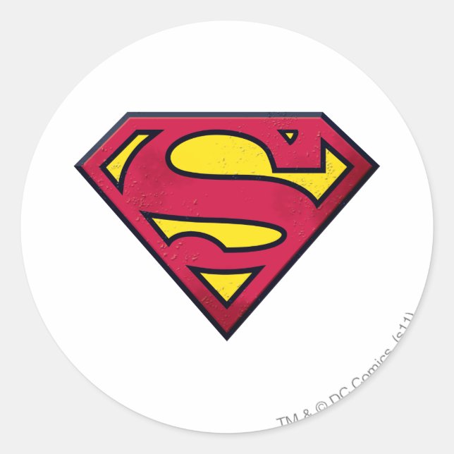Pegatina Redonda Superman S-Shield | Logotipo de suciedad (Anverso)