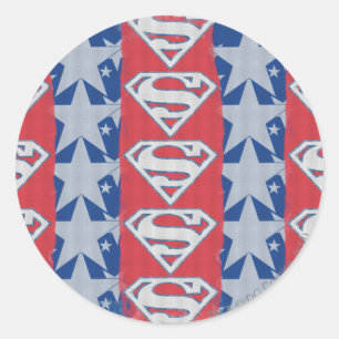Pegatina Redonda Superman Stars y Logo