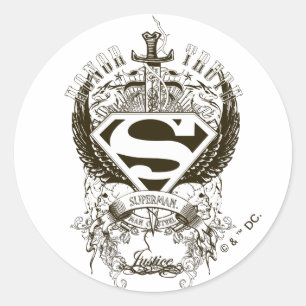 Pegatina Redonda Superman Stylized   Honor, verdad sobre el logotip